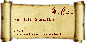Hemrich Csendike névjegykártya